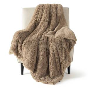 lot 44486 image: Bedsure GentleSoft Fluffy Light Chocolate Brown Throw Blanket, Brown Decor Cozy Gifts for Women Men, Soft Fuzzy Sherpa Fleece Plush Thick Warm Furry Faux Fur Throw Blanket for Couch, Bed, 50x60 - Retail $34