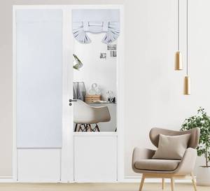 lot 44507 image: PI Blackout Curtain, 1 Panel, W26XL68, White, Thermal Insulated, for FrenchSlidingPatio Door, Includes Tie Up Stripes and Velcro - Retail $16