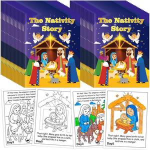 lot 44511 image: 90shine 36PCS Christmas Nativity Story Coloring Books Bulk Christian Sunday School Bible Class Religious Gifts, Jesus Party Favors Set, Activity Crafts - Retail $27