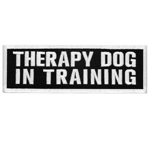 lot 44513 image: TailWag Planet Therapy Dog in Training Patch Embroidered VestHarnesses Badge Fastener Hook & Loop Emblem, 6 x 2 Inches - Retail $7