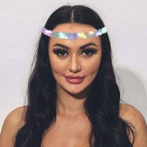 lot 44517 image: EARENT Light Up Rave Headband Silver Glow Rhinestone Hair Accessories for Women - Retail $9