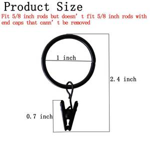 lot 44519 image: 7 Pack Curtain Rings with Clips, Window Clip Rings Black Curtain Hooks Hangers Clip Rings for Hanging Drapery Drapes Bows, Mini 1 Inch in Diameter, Fits up to 58 Rod - Retail $6