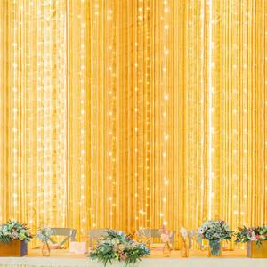 lot 44525 image: COLOR LIGHTS NOT WHITE Twinkle Star 600 LED Window Curtain String Light for Wedding Party Home Garden Bedroom Outdoor Indoor Wall, Warm White - Retail $28