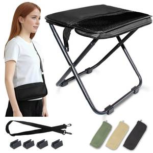 lot 44541 image: COMELY Portable Folding Chair for Outdoors Heavy Duty Camping Stool for Adults, Compact Ultralight Collapsible Stools for Fishing Hiking Hunting & Backpacking, Black - Retail $20
