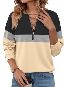 lot 44542 image: TICTICMISS Womens Sweatshirts Half Zip Fleece Pullover Tops Color Block Quarter Zipper Hoodies Fall Winter Clothes XL - Retail $30