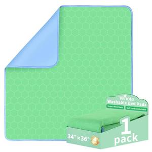 lot 44553 image: Waterproof Washable Underpads Pee Pad (Green 34 x 36 1 Pack), Reusable Absorbency Bedwetting Incontinence Bed Pads for Kids Adults Elderly Dog Pet, Puppy Pads for Mattress Couches Sofas Floors - Retail $10