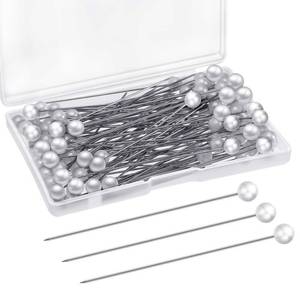 lot 44557 image: Corsage Boutonniere Pins Faux Pearl White Wedding Head Straight Bouquet Pins for Sewing Craft Wedding Decorations (400 Pieces with 4 Boxes) - Retail $9