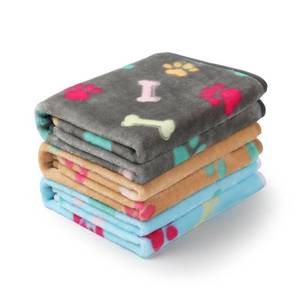 lot 44560 image: Luciphia 1 Pack 3 Blankets Fluffy Premium Fleece Pet Blanket Flannel Paw Printed Throw for Dog Cat(Small 23x16, GreyBrownBlue) - Retail $10