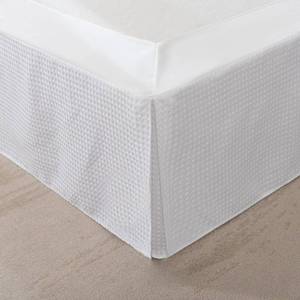 lot 44573 image: Queen Bed Skirt, Wrap Around Bed Skirt with Pleated Corner, 14 Inch Drop Pleated Waffle Weave Bedskirts, Anti-Slip, Microfiber, White, 14 Queen - Retail $23