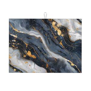 lot 44585 image: Absorbent Dish Drying Mat For Kitchen Counter, Blue Marble Microfiber Dish Drying Pad, Kitchen Gadgets For Easy Clean Multi-Use - Retail $23
