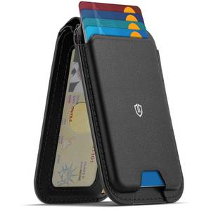 lot 44592 image: SHIELDON Genuine Leather Strong Magnetic Wallet for MagSafe, Phone Wallet Stand for Men Women, 6 Card Holders, Angle Adjustment, RFID Blocking, Compatible with iPhone 171615141312 Series - Black - Retail $33