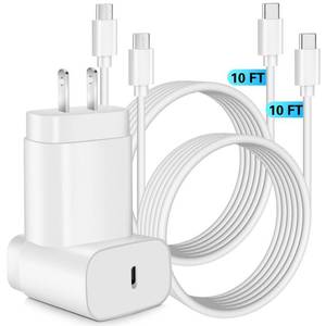 lot 44594 image: Samsung Super Fast Charger,Samsung Charger Fast Charging Block,2Pack 25W Samsung USB C Wall Charger,10FT Quick USBC Cable for Samsung Galaxy S25 UltraS24S23S22S21S20A14A54Z Fold 65Z Flip 65 - Retail $19