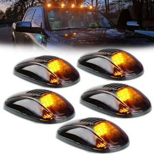 lot 44595 image: GSOWO 5 PCS Amber LED Cab Lights Smoked Cab Roof Running Top Marker Light for Dodge Ram 1500 2500 3500 4500 5500 2003-2018 Pickup Trucks, Waterproof LED Cab Roof Lights for Trucks, 16 LED - Retail $25