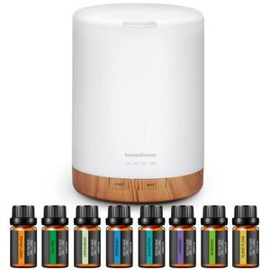 lot 44613 image: InnoGear Aromatherapy Diffuser & 8 Essential Oils Set, 300ml Premium 5-in-1 Ultrasonic Essential Oil Diffusers Scent Humidifier Aroma Diffuser Vaporizer Auto-Off Timer for Room Office Home, Yellow - Retail $28