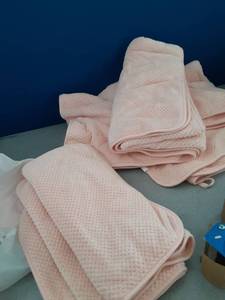 lot 44614 image: Pink Microfiber Towels,3 Towels 3 Hand Towels  - Retail $0