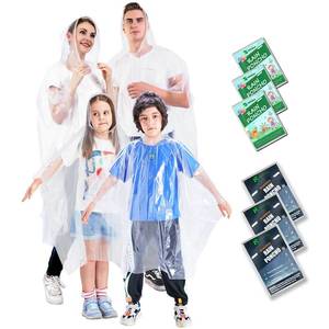 lot 44616 image: SWOGAA Disposable Rain Ponchos for Kids and Adults (Family 6 Pack) -50% Extra Thicker Men or Women Waterproof Emergency Rain Ponchos with Hood - Retail $10