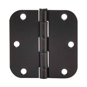 lot 44620 image: Amazon Basics Sturdy Rounded 58 Radius Interior Door Hinges, 3.5 x 3.5, 18 Pack, Matte Black - Retail $21