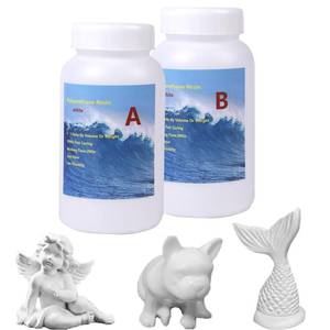 lot 44621 image: Polyurethane Casting Resin 32oz 2-Part Resin and Hardener Kit Set DIY for Art, Crafts, Model,Figurines, Including 3pcs Sticks, 1 Pair Rubber Gloves��White�� - Retail $22