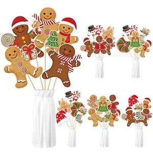 lot 44629 image: Soaoo 36 Pcs Christmas Picks Gingerbread Centerpiece Sticks Cutout on Sticks Picks Table Toppers Vase Filler Crafts DIY Stick Tree Ornaments Wreath Holiday Decorations for Christmas Party - Retail $25