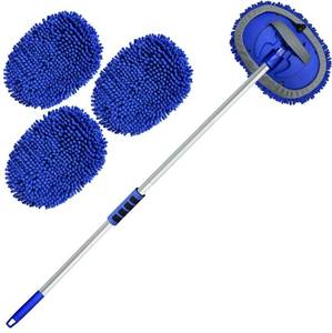 lot 44632 image: Wontolf 62 Car Wash Brush Kit with Long Handle, Chenille Microfiber Car Wash Mop Mitt Scratch-Free Car Detailing Cleaning Brush Care Kit Car Cleaning Supplies for Cars RV Truck Boat - Retail $14