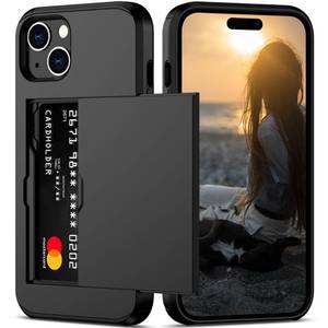 lot 44638 image: Nvollnoe Compatible with iPhone 15 Case with Card Holder Heavy Duty Protective Dual Layer Shockproof Hidden Card Slot Slim Wallet Phone Cover for Women&Men 6.1 inch(Black) - Retail $12