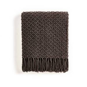 lot 44643 image: CREVENT Farmhouse Boho Knitted Throw Blanket for Couch Sofa Chair Bed Home Decoration, Soft Warm Cozy Light Weight for Spring Summer Fall (50X60 Chocolate) - Retail $20