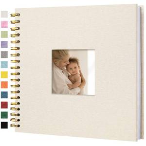 lot 44645 image: Hiwhy Scrapbook Photo Album Linen Cover, 10 x 10 Inch Hardcover Kraft White Pages Memory Book, for Travel Wedding Guest Book Christmas Baby Shower (20 Sheets 40 Pages,Beige) - Retail $18