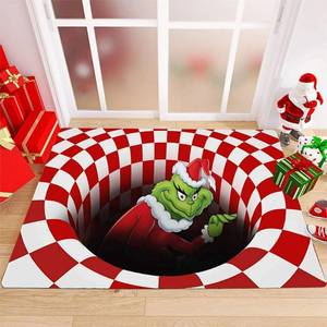 lot 44650 image: 3D Illusion Doormat, Funny Entryway Rug for Christmas Decoration Indoor Outdoor Halloween Welcome Bathroom Kitchen Floor mat (Red 20 � 31.5) - Retail $27