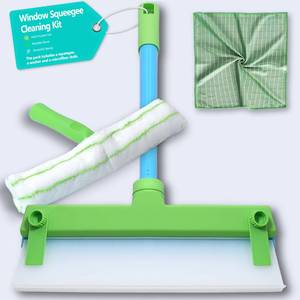 lot 44655 image: AqueBlade Silicone Window Squeegee Kit,Window Cleaning Kit,Recyclable Silicone Window Squeegee Kit with Washer and Microfiber Cloth - Retail $24