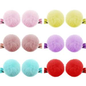 lot 44665 image: Colorful Fluffy Fur Pom Pom Hair Clips and Barrettes for Toddlers, Baby Girls, and Women - 12 Pieces, 2, FallWinter Hair Accessories - Retail $7