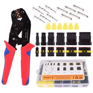 lot 44667 image: Amliber 798Pcs 50 Sets Waterproof Automotive Wire Connectors with Ratcheting Wire Crimper, 123456 Pin Automotive Electrical Connectors with Wire Crimping Tool Kit - Retail $33