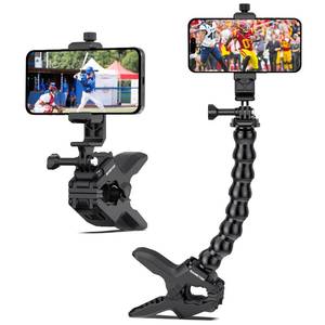lot 44674 image: Sametop Gooseneck Phone Holder Clamp Clip Mount Cell Phone Stand for Desk Pole Table Compatible with iPhone 16 15 14 Pro Max Plus 13 12 11 SE XS XR X 8 7 6 Samsung GoPro and Other 4-7 Devices - Retail $21