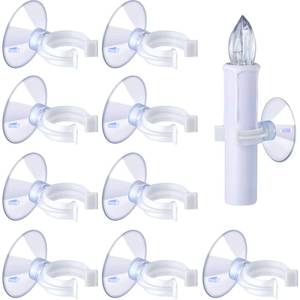 lot 44676 image: Boao 50 Pieces Christmas Candle Suction Cups Holder Window Candle Clamp Clips Plastic Candle Suction Cups for Home Weeding Party Decoration - Retail $24