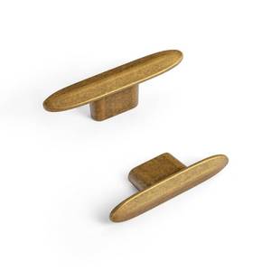 lot 44678 image: Goo-Ki 6 Pack Oval Antique Brass Cabinet Knobs Drawer Knob - 2.2 Full Length Single Hole Retro Bar Handle Vintage Bronze Pull Kitchen Hardware for Dresser Cupboard Wardrobe - Retail $30