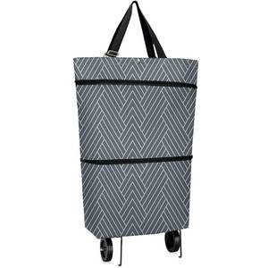 lot 44683 image: KEEPFINE Grocery Cart with Wheels, Reusable Portable Collapsible Trolley Bags Hand Pulling Utility Collapsible Grocery Bag with Hand Straps Folding Shopping Cart - Retail $19