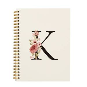 lot 44689 image: Spiral Damaged OXW Personalized Initial Letter K Notebook Journal, Custom Notebook for School Girls, Personalized Monogrammed Gifts for Women, Customized Gifts, Monogram Gifts, Hardcover Spiral Notebook 5.5 x 8.3 - Retail $13