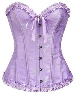 lot 44696 image: SZIVYSHI Lavender Frost Purple Corset Top for Women - Overbust Lace Up Waist Cincher Bustier Lingerie - Corsett - Size S - Retail $26