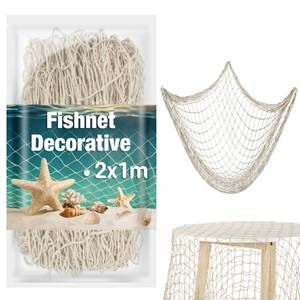 lot 44701 image: Sukh 1PC Fish Net Decorative - Fish Net Decorations Decorative Netting Nautical Fishnet Table Runner Nets Netting Fishnet Ocean Party Decor Decoration Decorative Fishing Rope Netting Decorations - Retail $7