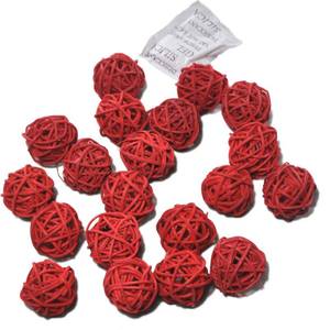 lot 44712 image: 20pcs Wicker Rattan Balls Table Wedding Party Christmas Decoration (Diameter 1.2 Inch, Red) - Retail $10