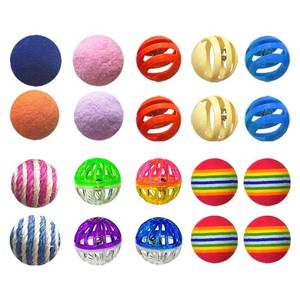 lot 44715 image: YULOYI Cat Toys for Indoor Cats, Cat Toys Balls, 10 Packs Interactive Cat Toy Set with Colorful Bell, Jingle Bell, Rainbow, Pompom and Sisal Ball for Kittens - Retail $10
