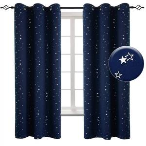lot 44733 image: BGment Kids Blackout Curtains for Bedroom - Grommet Thermal Insulated Silver Star Print Room Darkening Curtains for Living Room, Set of 2 Panels (38 x 45 Inch, Navy Blue) - Retail $34