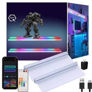 lot 44735 image: HEDCINLT 2Pack LED Floating Shelf, RGB Floating Shelves Rainbow Light, Bookshelf Wall Ledge Display Organizer Rack Mounted Suitable for Gaming, Living, Bedroom Room Decor with Remote & App Control