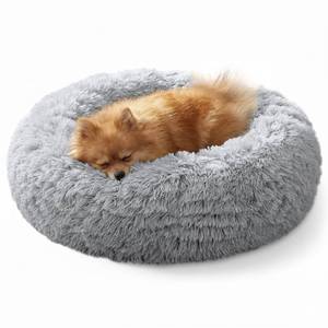 lot 44747 image: JOLLYVOGUE Calming Small Dog & Cat Bed for Indoor Cats - 20 inches Washable Donut Bed for Kittens & Puppies, Anti-Anxiety Round Fluffy Plush Pet Beds (Fits up to 15 lbs, Grey) - Retail $12