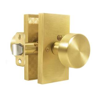 lot 44749 image: ToPToToo Brushed Gold Door Knobs Interior��Privacy Door Knob with Lock, Modern Door Handles, Satin Brass Door Knobs for Bedroom Bathroom - Retail $47