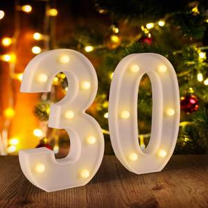 lot 44753 image: 30th Birthday Decorations for Her Him,30th Birthday Centerpieces Table Decorations for Women Men,Light Up Numbers 30 Sign for Party Backdrop Wall Decor for 30 Wedding Anniversary Decoration - Retail $14