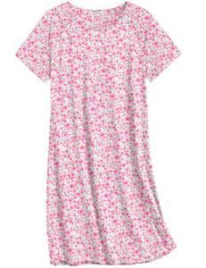 lot 44754 image: Ekouaer Nightgowns for Women Cotton Sleep Shirts Short Sleeve Nightshirt Crew Neck Night Gown Comfy Sleepwear Nightdress Pink Floral Large - Retail $14