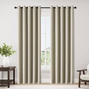lot 44760 image: ChrisDowa Blackout Curtains 70 inches Wide for Bedroom - 2 Panels Set Extra Wide Grommet Thermal Insulated Room Darkening Curtains for Living Room (Beige, 70 x 84 Inch) - Retail $40