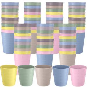 lot 44762 image: Eccliy 72 Packs Kids Toddler Cups 8 oz Reusable Plastic Stadium Cups Drinking Tumblers Bulk for Kids Baby Toddlers, Dishwasher Safe, 6 Colors(Light Colors) - Retail $30
