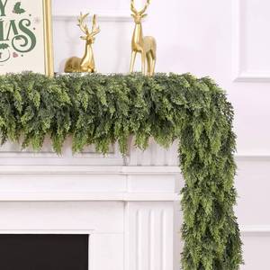 lot 44763 image: 6FT Christmas Cedar Garland for Mantle,Realistic Faux Greenery Garland,Soft and Thickness Artificial Pine Garlands for Christmas Mantel Table Outdoor Indoor Xmas Holiday Seasonal Decor - Retail $40