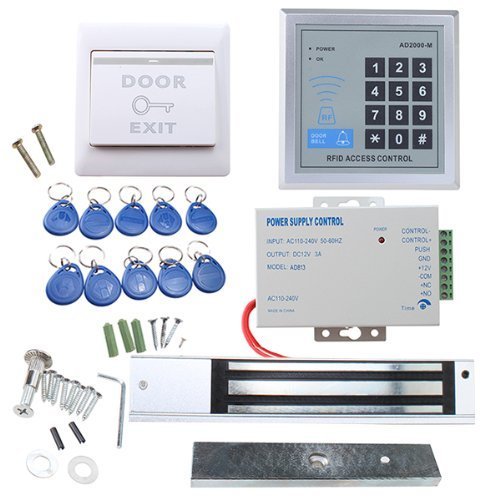 lot 8603 image: AGPTEK RFID Door Access Control System Kit, Home Security System with 280kg 620LB Electric Magnetic Lock 110-240V AC to 12v DC 3A 36w Power Supply Proximity Door Entry keypad 10 Key Fobs EXIT Button